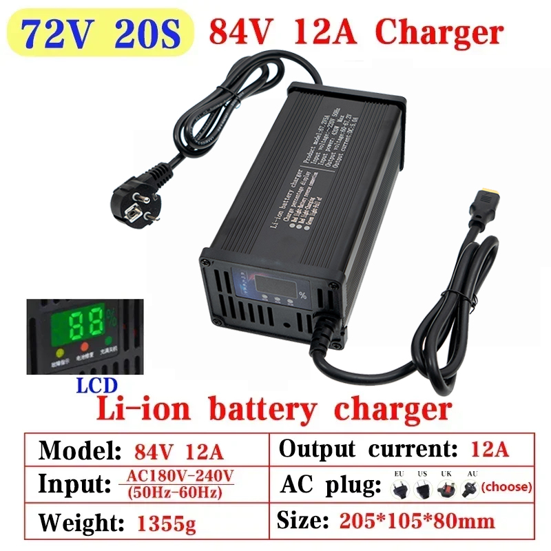 Carregador de Íon de Lítio 48V - 84V 20A Smart Charger avaliação e preço
